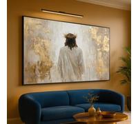 TONGYINLI Cuadro abstracto dorado de Jesús al óleo, arte religioso para pared sobre lienzo, decoración espiritual cristiana para el hogar, obra de arte inspiradora sobre la fe (70x110cm/sin marco)