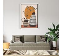 TONGYINLI Cuadro Boho, Lienzo Impreso con Jarrón: Pósteres de Cerámica Abstracta, Mural de Arte Botánico en Tonos Tierra para la Decoración de Paredes del Hogar (70x100cm/Marco Interno)