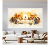 TONGYINLI Cuadro de la Última Cena, pintura religiosa cristiana, láminas de Jesús y sus discípulos, decoración espiritual para el hogar (65 x 120 cm/marco interno).