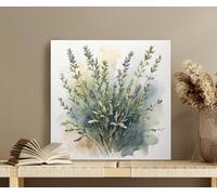 TONGYINLI Cuadro de tomillo en acuarela sobre lienzo, pintura minimalista de hierbas mediterráneas, lámina artística sobre lienzo, pósteres con temática culinaria (30x30cm/sin marco)