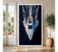 TONGYINLI Cuadro de yate de lujo sobre lienzo, vista aérea desde barco, pósteres náuticos, lienzo de estilo de vida marino, impresión de olas del océano (80x150cm/marco interno)