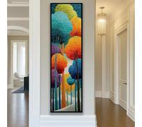 TONGYINLI Cuadro decorativo de bosque colorido: pintura vertical sobre lienzo con paisaje, póster abstracto de árboles, para la decoración del hogar en la sala de estar (40x120cm/sin marco).