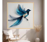 TONGYINLI Cuadro decorativo de pared con diseño abstracto de pájaros azules en vuelo, pintura sobre lienzo de naturaleza y vida silvestre, decoración elegante para el hogar (50x50cm/sin marco)