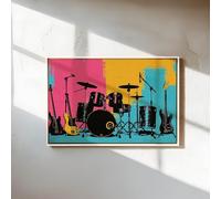TONGYINLI Cuadro decorativo de pared para estudio de música, póster moderno abstracto en rosa y amarillo para decoración de sala de juegos, pintura al óleo sobre lienzo (40x60cm/marco interno).