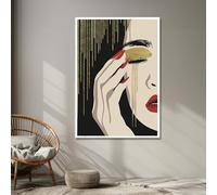 TONGYINLI Cuadro en lienzo de lujo de una mujer dorada, arte mural moderno, pósteres e impresiones con ilustraciones minimalistas, elegante mural decorativo para el hogar (60 x 90 cm/sin marco)