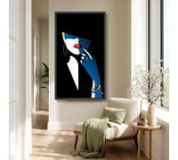 TONGYINLI Cuadro en lienzo de una mujer elegante, arte mural minimalista moderno, pósteres e impresiones de labios rojos y manos azules, mural decorativo para el hogar (40 x 70 cm/sin marco)