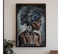 TONGYINLI Cuadro impreso Mujer africana bajo la lluvia, arte mural bohemio, pósteres con retratos femeninos para la decoración del hogar (70x100cm/sin marco).