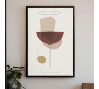 TONGYINLI Cuadro minimalista sobre lienzo, póster abstracto de copa de vino, mural bohemio para el hogar, cocina o bar (60x90cm/marco interno)