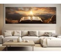 TONGYINLI Cuadro mural religioso nórdico, póster de la Santa Biblia impreso, lienzo bíblico para pared, obra de arte grande para decoración de pared del hogar (70x210cm/marco interno)