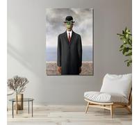TONGYINLI Cuadro surrealista de Magritte: El hijo del hombre, lienzo, póster con imagen de un hombre con sombrero y una manzana flotante, para decoración moderna (30 x 40 cm, sin marco)