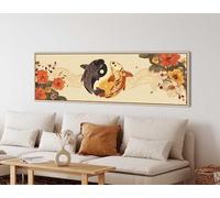 TONGYINLI Decoración de pared floral oriental, arte de peces koi Yin Yang, gran lienzo con equilibrio zen para sala de estar, decoración de pared para el hogar (50x150cm/sin marco)
