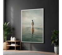 TONGYINLI Jesús caminando sobre el agua, pintura en lienzo, arte mural religioso inspirador, decoración cristiana para el hogar, pósteres e impresiones (60 x 80 cm/sin marco)