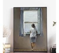 TONGYINLI Láminas decorativas con vistas al mar desde una ventana, pintura clásica sobre lienzo, lienzo grande para sala de estar, decoración de pared para el hogar (20x30cm/marco interno)