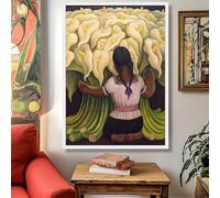 TONGYINLI Lienzo clásico de niña con alcatraces, pósteres de arte popular, bodegones florales, decoración cultural para el hogar (60 x 90 cm/sin marco)