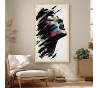 TONGYINLI Lienzo con retrato abstracto de mujer, arte mural colorido, pintura al óleo de rostro femenino, pósteres y láminas de decoración contemporánea para el hogar (65x120cm/sin marco)