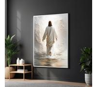 TONGYINLI Lienzo de Jesús caminando sobre el agua, impresiones cristianas, carteles religiosos, pintura inspiradora, decoración del hogar (70 x 110 cm/sin marco)