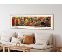 TONGYINLI Lienzo impreso con arte de pintura de bosque al estilo Kusama: Pósteres modernos abstractos para decoración del hogar, arte mural horizontal alargado (65 x 195 cm/marco interno)