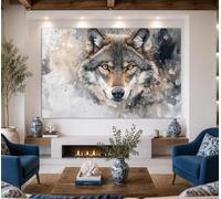 TONGYINLI Lienzo impreso con gran tamaño de un lobo, pósteres abstractos de lobos, arte mural con retratos de animales, para la decoración del hogar en la sala de estar (50x75cm/marco interno).