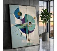 TONGYINLI Lienzos con estampados geométricos abstractos, cuadros modernos de arte mural en azul y verde, decoración para el hogar de mediados de siglo, pintura contemporánea (30x40cm/sin marco)