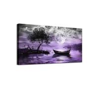 TONGYINLI Mural grande de arte de pared, lienzo para decoración del hogar, impresiones abstractas en blanco y negro, pinturas de paisajes morados, marco de 65 x 130 cm
