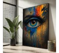TONGYINLI Pintura al óleo abstracta de un ojo, arte mural colorido, láminas de ojos, arte contemporáneo, decoración de pared para oficina, imagen del ojo (30x40cm/sin marco)