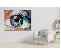 TONGYINLI Pintura al óleo abstracta de un ojo, láminas de ojos coloridas, arte contemporáneo, decoración de pared para oficina, imagen de un ojo para pared (40x60cm/sin marco)