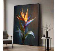 TONGYINLI Póster con estampado de flores de ave del paraíso a color, arte mural floral tropical, pintura sobre lienzo de decoración minimalista moderna para el hogar (60x90cm/marco interno)