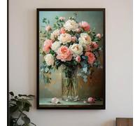 TONGYINLI Póster de ramo de peonías, impresión en lienzo, cuadro de naturaleza muerta floral, arte de pared estilo cottagecore para sala de estar, decoración del hogar (80x120cm/sin marco)