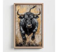 TONGYINLI Póster de toro negro - Arte mural rústico del oeste, cuadro en lienzo estilo granja para sala de estar, decoración de pared del hogar (70x110cm/sin marco)