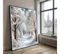 TONGYINLI Pósteres e impresiones de bosques invernales, pintura de paisajes de carreteras sobre lienzo, cuadros de pared con árboles nevados para decoración del hogar (70 x 100 cm/marco interior)