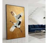 TONGYINLI Pósteres y láminas de grullas doradas, pintura minimalista de aves sobre lienzo, cuadros de arte mural modernos para sala de estar, decoración del hogar (70x100cm/sin marco)