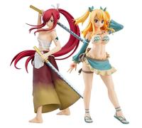Tongyundacheng 2 figuras de anime de Fairy Tail Lucy Heartfilia Erza Scarlet Figura de acción modelo de pie estatua de personaje de anime de PVC, decoración de escritorio, regalos coleccionables