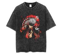 Tongyundacheng JJK - Camiseta de anime Gojo Satoru/Itadori Yuji/Fushiguro Megumi, trajes de cosplay, camisa negra con estampado de anime, tops casuales deportivos de verano para hombres y mujeres