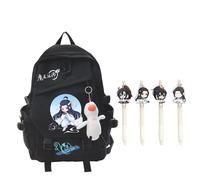 Tongyundacheng Mo Dao Zu Shi - Juego de mochila escolar LAN Wangji Wei Wuxian, bolsa escolar de dibujos animados de anime y 4 bolígrafos de gel de acción a presión, mochila de viaje para laptop,