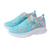 Tongyusm Mujeres Impresas Slip-On de Punto calcetín Zapatillas de Deporte con gráfico bajo-Top Ligero Fresco de Punto Puro Zapato de Caminar Zapatos para el Trabajo Desplazamiento Ocio Diario