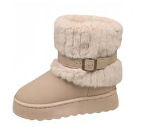 Tongyusm peludo de piel falsa de las mujeres tobillo botas de nieve invierno fuzzy zapatos peludos ante cálido cómodo al aire libre botas cortas de moda plana