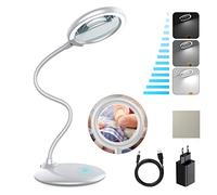 Tonhui 3X Lampara Lupa Led Regulable, Lupas de Gran Aumento con Luz Grande para Lectura, Ancianos, Pasatiempos, Manualidades, Banco de Trabajo