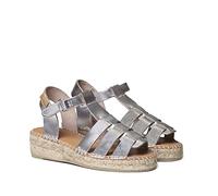 TONI PONS Alpargata estilo cangrejeras para mujer en piel - EMMA - Plata, 41 EU