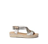 TONI PONS Alpargata para mujer con bandas elásticas de piel - EIRE-RC - Platino, 37 EU