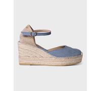 Toni Pons Alpargatas de cuña de mujer de tejido con hebilla. Azul 41