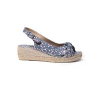 Toni Pons Alpargatas de cuña de mujer de tejido de estampados florales con hebilla. Azul marino 38