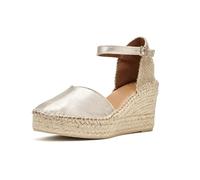 TONI PONS - Alpargatas de Cuña Mujer Magda-P - Piel Metalizada Color Platino - Cuero para: Mujer Color: PLATI/Platinum Talla: 40