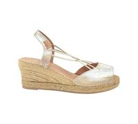 TONI PONS - Alpargatas de Cuña Mujer Sabina-CA - Sandalias de Piel Platino con Elásticos - Cuero para: Mujer Color: Platino Talla: 36