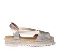 TONI PONS - Alpargatas de Piel para Mujer ESTEL-SW Color Platino con Cuña de 4cm - Cuero para: Mujer Color: PLATI Talla: 37