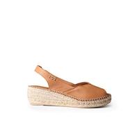TONI PONS BERNIA-P Alpargata Peep Toe de Mujer con cuña en Piel MARRO 38