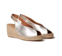 TONI PONS Laila-P, Alpargata de cuña Estilo Peep Toe para Mujer, Color Platino - Cuero Talla: 36