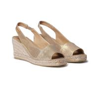 TONI PONS - Sandalia con cuña de esparto,espadril,yute,suela de goma,dedos fuera,destalonada, para: Mujer color: PLATINO talla:38