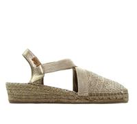 TONI PONS - Sandalia de pala,tela,cuña y plataforma de esparto,alpargatas,espadril,cuña baja,tiras elásticas para: Mujer color: PLATINO talla:36