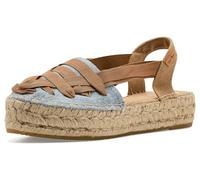 TONI PONS - Sandalia de Pala,Tiras elásticas,cuña y Plataforma de Esparto,Alpargatas,espadril,de Tela,Yute para: Mujer Color: Crudo-Negro Talla:37