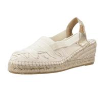 TONI PONS - Sandalia de piel,dedos cubiertos,cuña de esparto y plataforma,suela de goma,tira elástica,tela, para: Mujer color: CRUDO talla:37